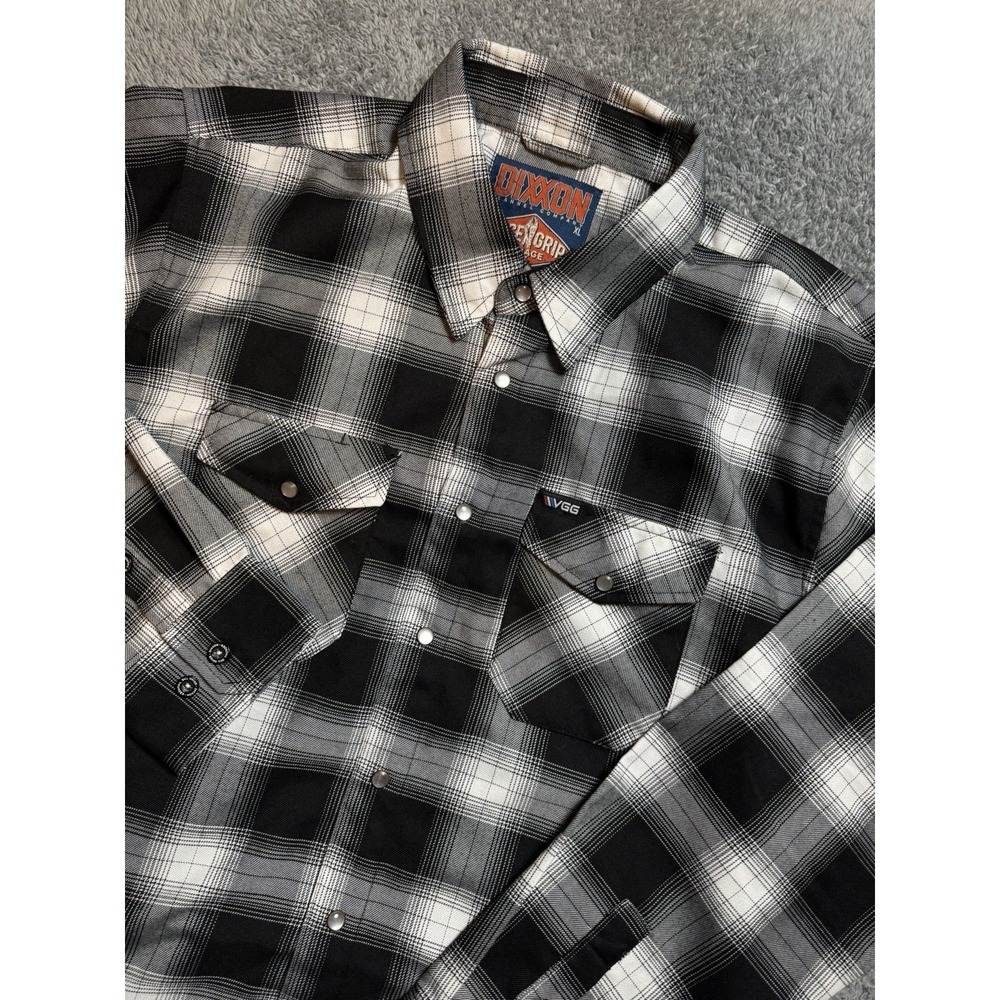Dixxon Vice Grip Garage Going To Town Men's XL Shadow Plaid Flannel Shirt Snap